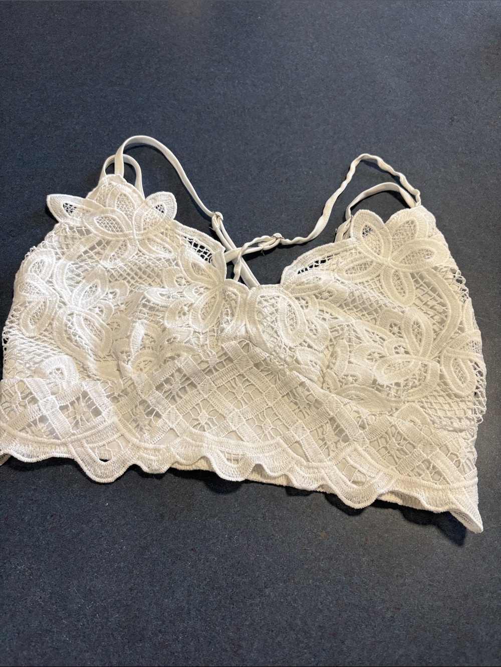 Lace Floral Bralette in White - Lightweight Crochet Detail